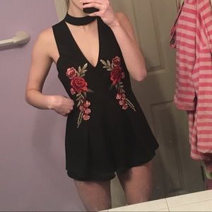 NWOT Rose-Embroidered Romper